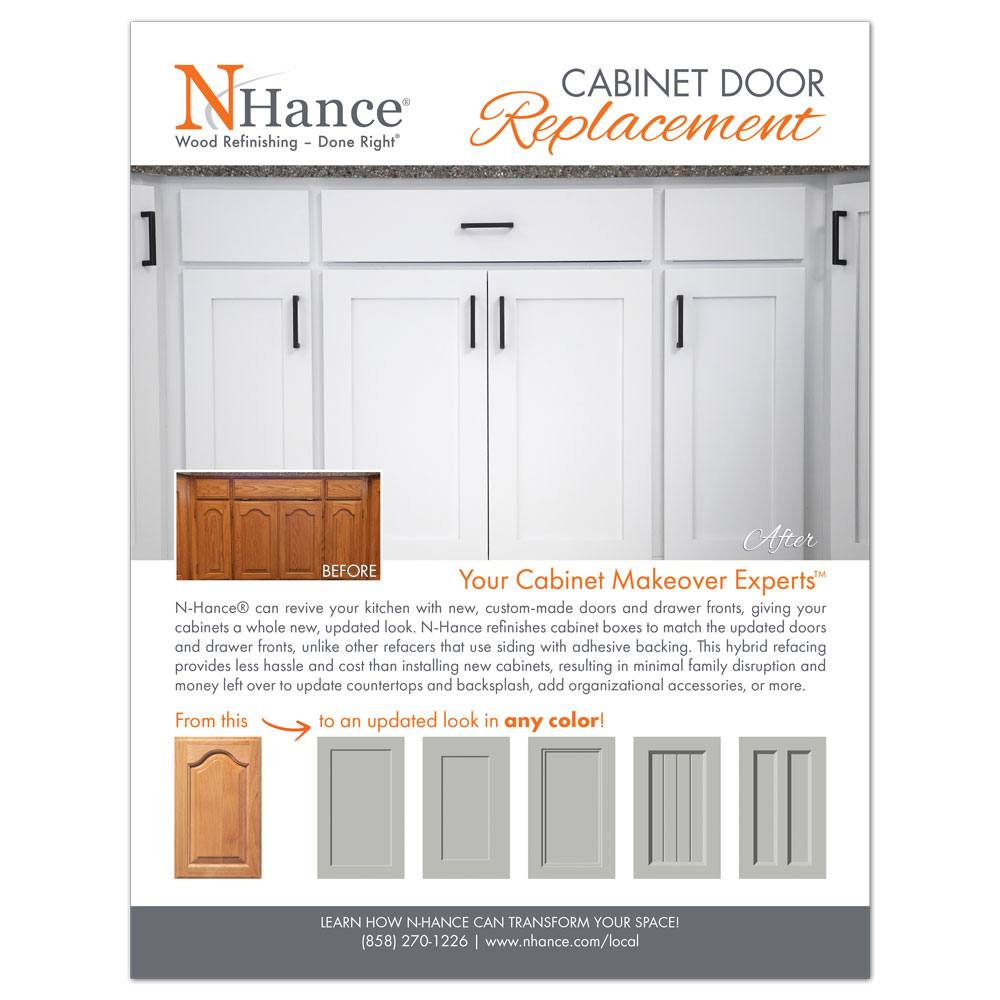 Front layout of a printed 2023 Cabinet Door replacement flyer