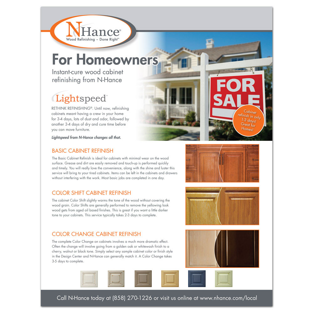 Front layout of printed N-Hance For Homeowners flyer