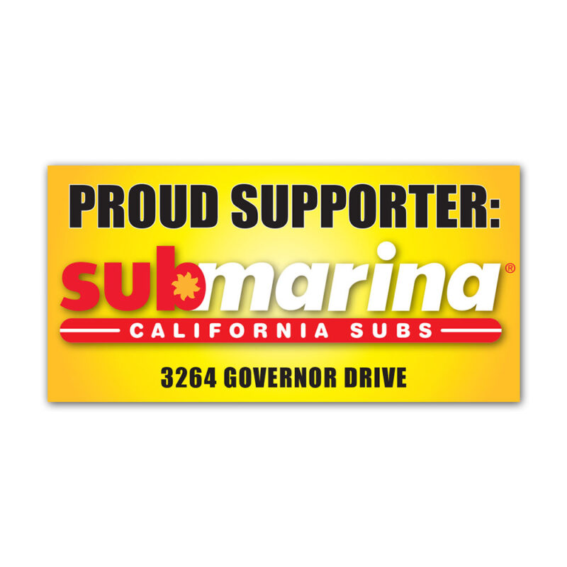 Front view graphic of a Submarina proud supporter banner