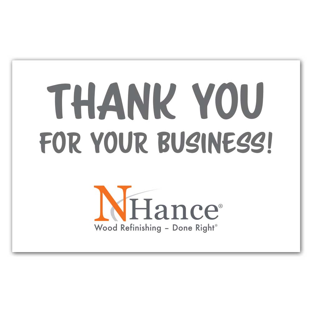 front view of a custom printed N-Hance Thank You Card