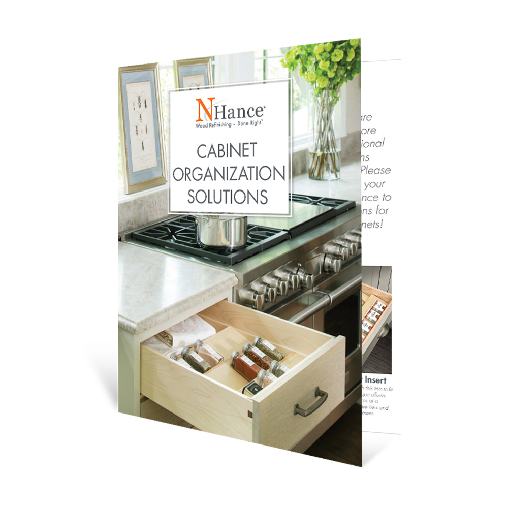 Side profile of a printed N-Hance accessories brochure