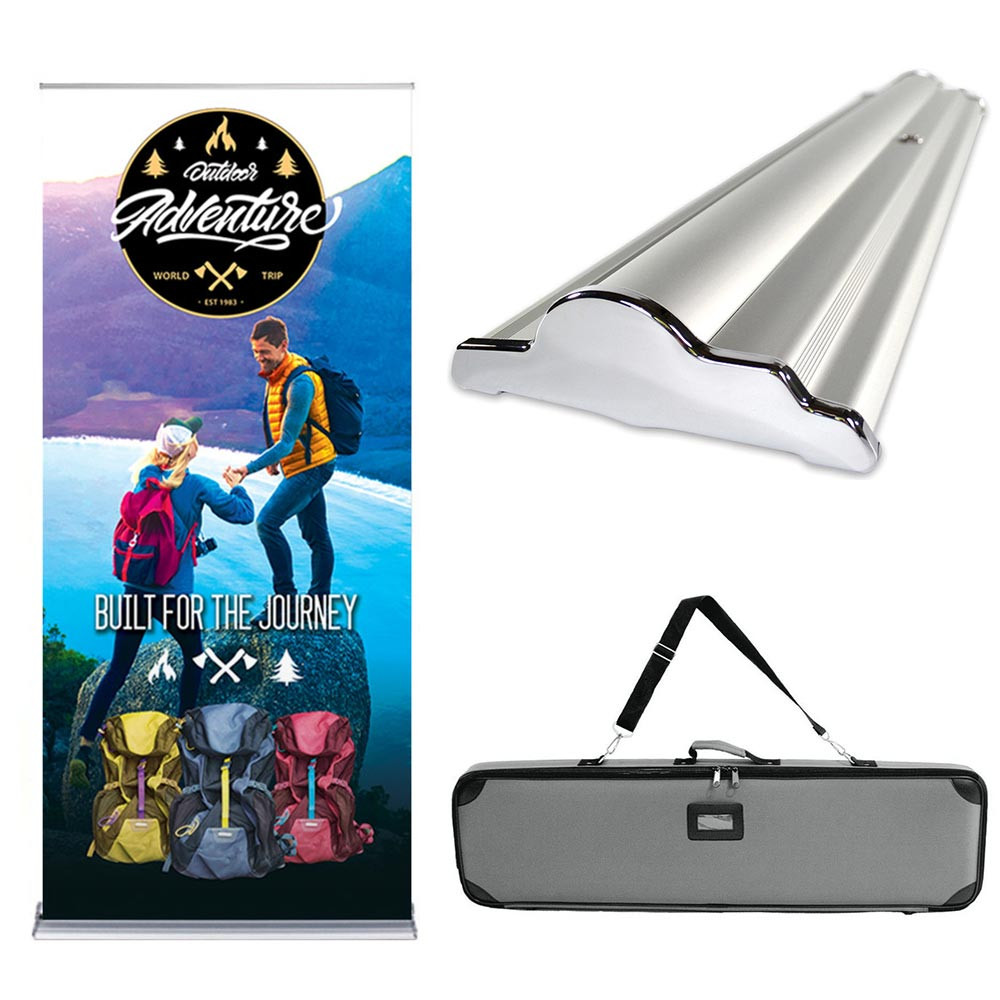 Premium retractable banner base, banner and bag